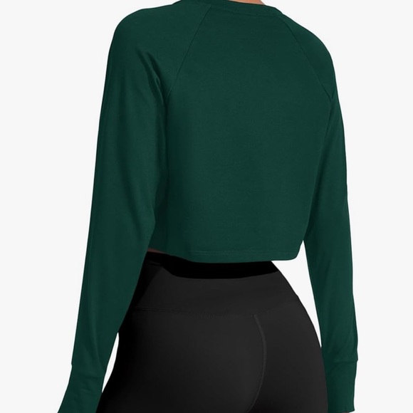 Womens Long Sleeve Cropped Workout Top - Picture 4 of 8